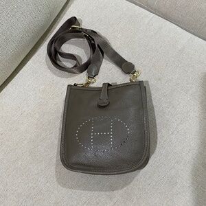 Dark Brown Leather Crossbody Bag with Perforated Front Detail